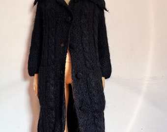 Tiefschwarz - Klein - MOHAIR WOOL Pullover / Warme Strickjacke / Weicher Pullover / 4