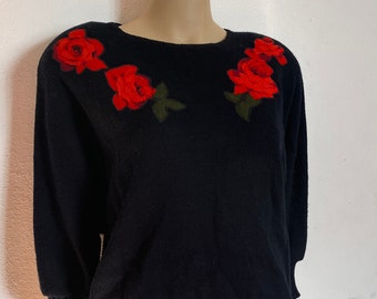 3D Rose Sweater Blouse Small - Medium