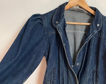 Small -Medium - PUFFY Shoulders Jacket / Denim Jacket