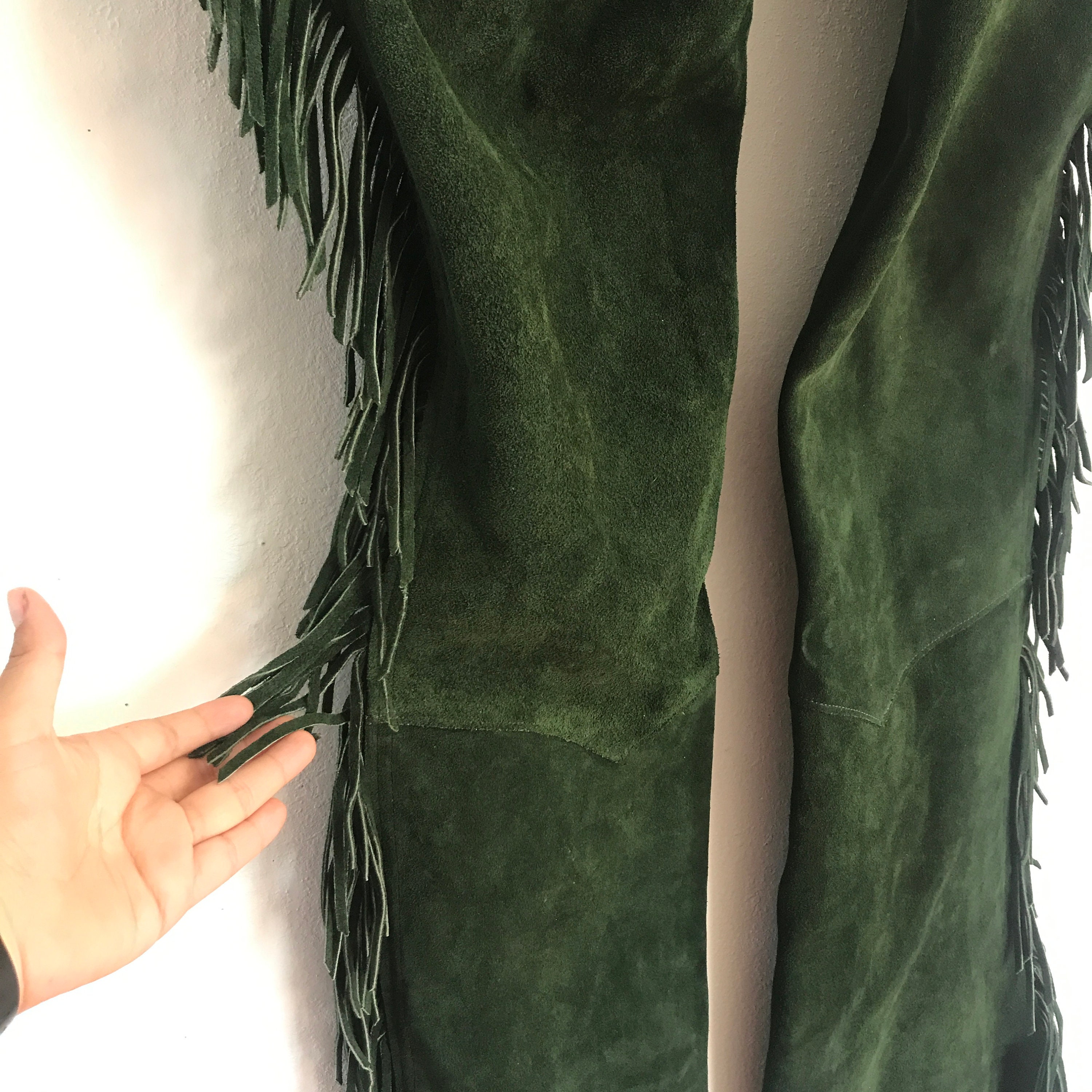 LARGE Forest green Chaps Suede Etsy
