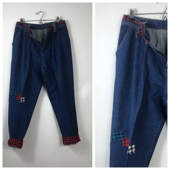 Holiday MOM JEANS - Plaid/Flannel Jeans