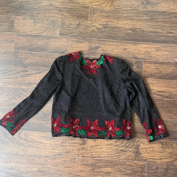 Christmas sequin jacket LARGE - image 8
