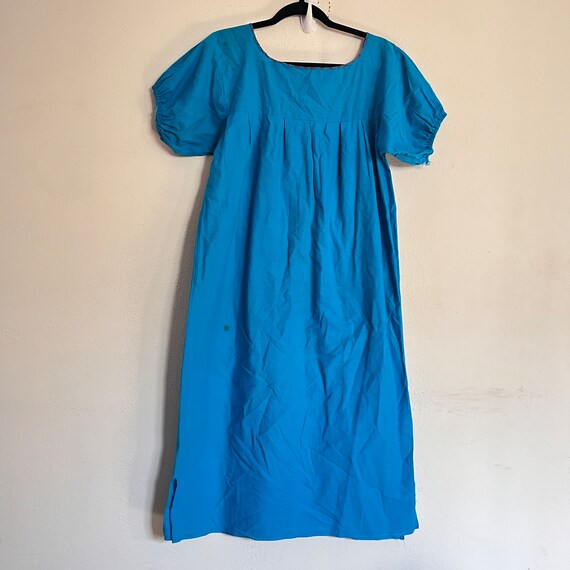 HANDMADE Blue Mexican HAND EMBROIDERY Dress - Blu… - image 5