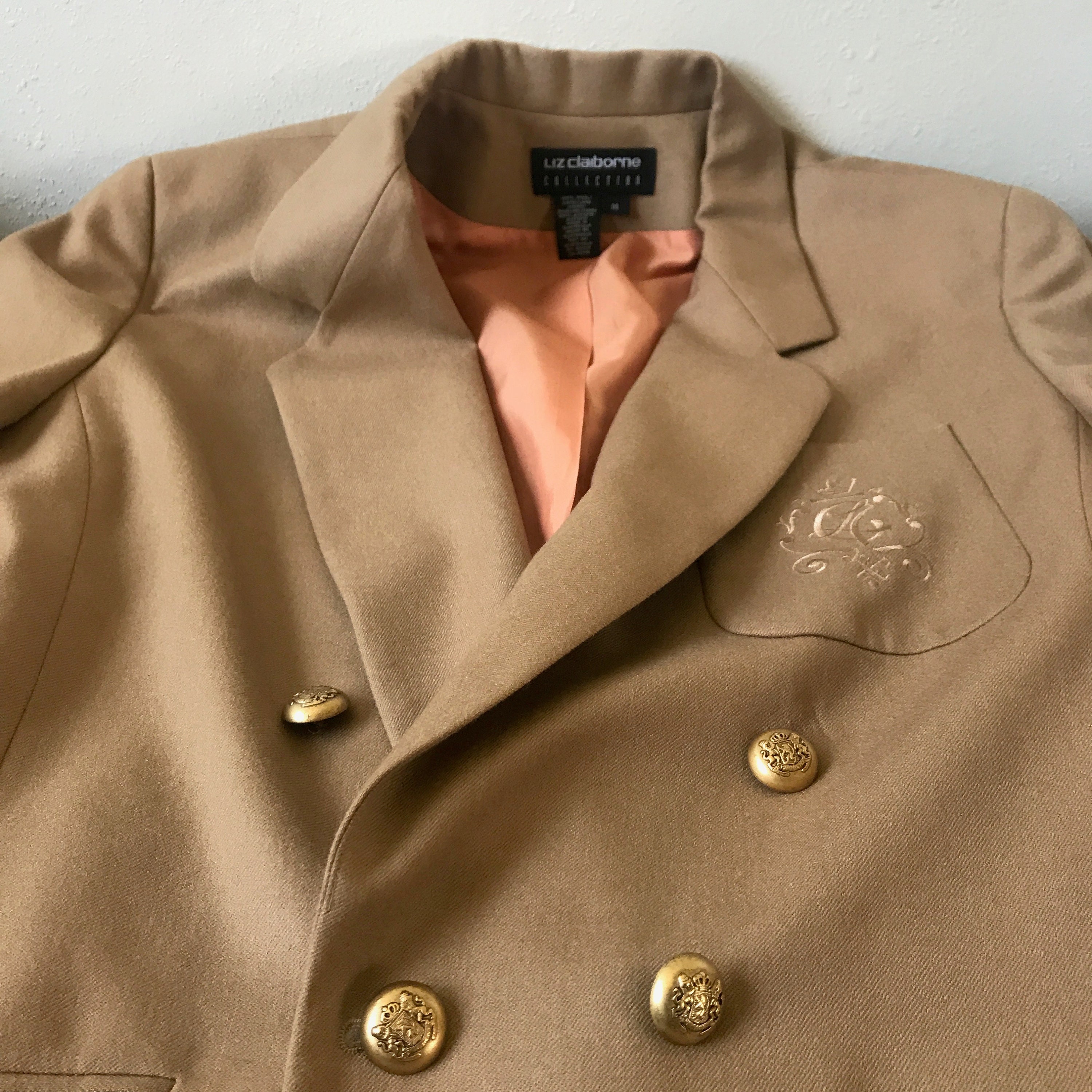 XL / Khaki Blazer / Gold Buttons / Liz Claiborne Etsy