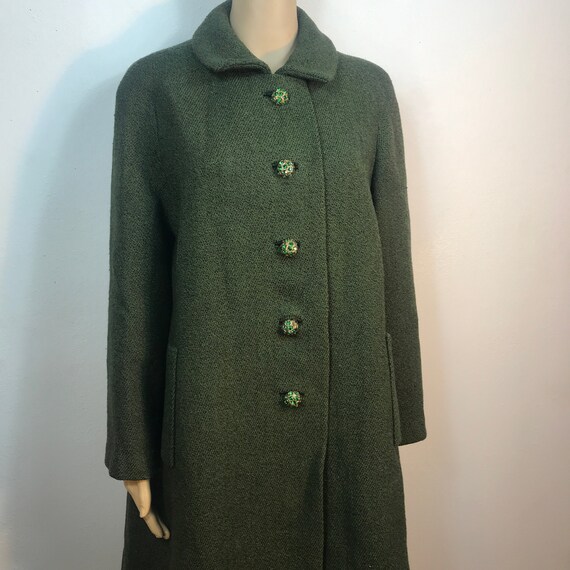 Emerald Green - Sage Green Coat / Long Coat / Pock