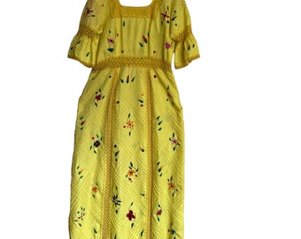 Yellow HAND EMBROIDERY Dress
