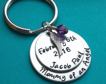 Mommy of an Angel Hand Stamped Aluminum Keychain, Infant Child Loss, Memorial, Pregnancy Loss, Miscarriage, Stillborn, Remembrance, Angel