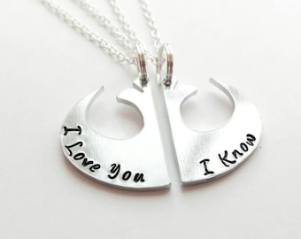 Personalizable I Love You I Know Hand Stamped Aluminum Necklace Set, Couples Necklace, Gift for him, Gift for her