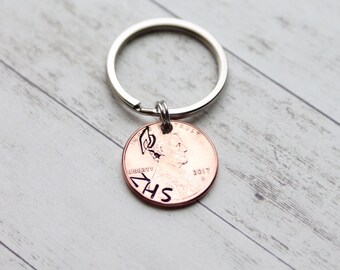 Personalized Grad Cap Hand Stamped Penny Keychain Graduation Keychain Grad Gift College Graduation High School Graduation gift class of 2023