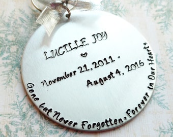 Memorial Ornament, Hand Stamped Ornament, Personalized Ornament, Custom Ornament, Christmas Ornament, Holiday Ornament, Tree Decoration