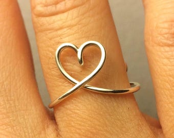 Heart Ring -Gift 14K Gold /Rose Gold-Filled /Sterling Silver -Love Girlfriend Birthday /Bridesmaid Gift /Maid of Honor Mothers -Adjustable