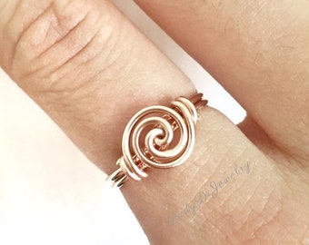 Virvelring ~Rosvirvel ~14K guld /Roséguldfylld /Sterlingsilver /Bästa vän par flickvän /Brudtärnor bröllop jul