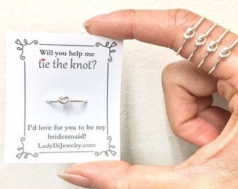 Adjustable Knot Ring -Tie the Knot Ring -Bridesmaid Gift Set 3 4 5 6 -14K Gold /Rose Gold-Filled /Sterling Silver -Knotted Christmas