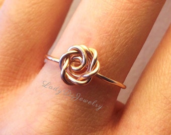 Rose Ring Rose Gold -14K Gold-Filled /Sterling Silver -Flower Girl /Pink /Love /Girlfriend Gift /Bridesmaids Anniversary Wedding Engagement