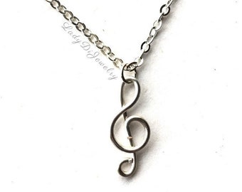 Collana con chiave di violino - Gioielli per amanti della musica - Oro 14K / Oro rosa riempito / Argento sterling - Musicista Insegnante di musica Pianista Batterista Chitarrista