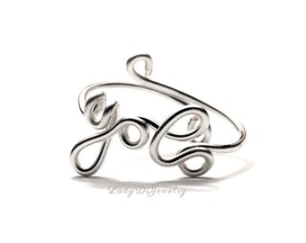 Yolo-ring - je leeft maar één keer YOLO-woord-14 kt goud/roségoud gevuld/sterlingzilver - cursief schrift - vriendin verjaardagscadeau verstelbaar