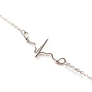 Collar de ECG - Collar de latido del corazón de regalo a juego Joyería de ECG - Oro de 14 quilates / oro rosa relleno / plata esterlina - Médico / Enfermero RN / Estudiante de medicina