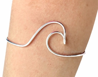 Wave Arm Cuff -Wave Armlet -Sterling Silver /Gold /Rose Gold -Ocean Wave /Beach /Sea /Surfer /Island Jewelry Valentine -Adjustable