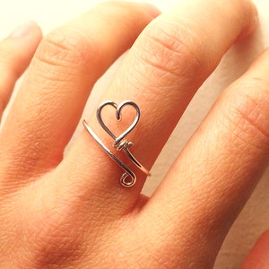 Heart Ring -Anniversary 14K Gold /Rose Gold-Filled /Sterling Silver -Sweetheart Couple Girlfriend -Birthday Bridesmaid  -Adjustable