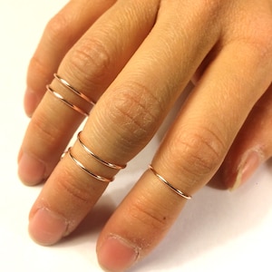 5 midi-ringen - goud / zilver / roségoud - set van 5 ringen boven de knokkels - dun, eenvoudig stapelen -14 kt goudgevuld / sterlingzilver - verstelbaar