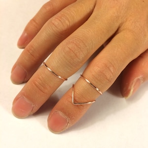3 Midi Rings -Gold /Silver /Rose Gold -Set of 3 Above Knuckle Rings -Thin Chevron &quot;V&quot; Stacking -14K Gold-Filled /Sterling Silver -Adjustable