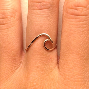 Sterling Silver Wave Ring -14K Gold/ Rose Gold-Filled /Turquoise Blue Wire -Ocean Wave Sea Tide Beach Surfer Island  -Adjustable Christmas
