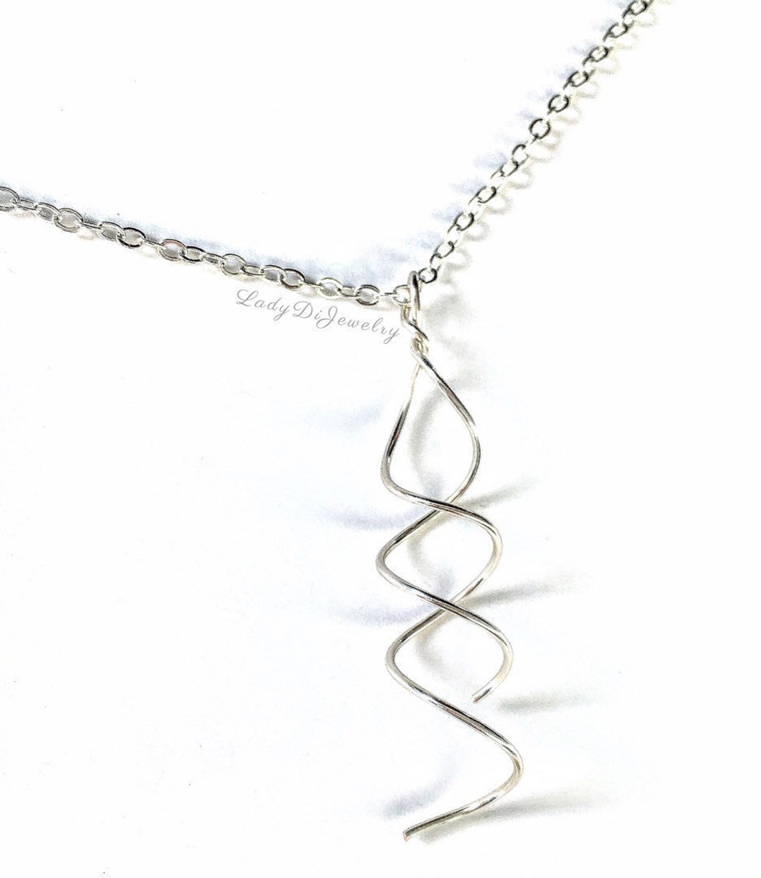 Spiral Necklace DNA Twist Double Helix 14K Gold /rosegold Etsy
