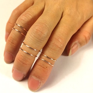 6 Midi Rings -Gold /Silver /Rose Gold -Set of 6 Above Knuckle Rings -Thin Simple Stacking -14K Gold Filled /Sterling Silver Wire -Adjustable