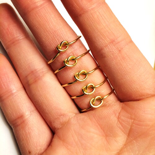 Bridesmaid Gift knot Ring Set 3 4 5 6 7 14K Gold /rose Etsy