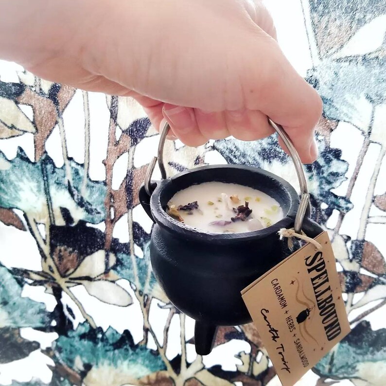 Cauldron Candles 100 Soy Candle Infused With Crystals Etsy