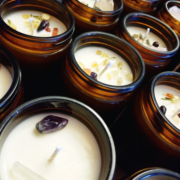 Wellness Collection - 100% Natural Soy Crystal Infused Candles - Non Toxic - Lead & Zinc Free - Phthalate Free - Hand Poured