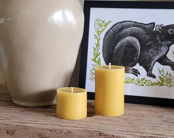 100% Natural Beeswax Pillar Candle – Pure Cotton Wick, Clean Burn, Sustainable
