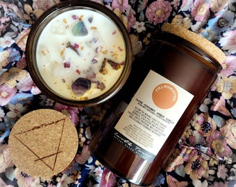 Moon Ritual Soy Candle – Crystal Infused, Aromatherapy Wellness
