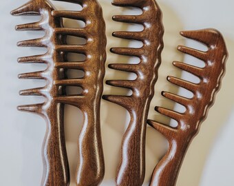Meridian Head Massage Comb - Wide Tooth - Detangle - Handmade - Natural Sandalwood - Acupressure - Hair Growth - Relieve Stress - Gift