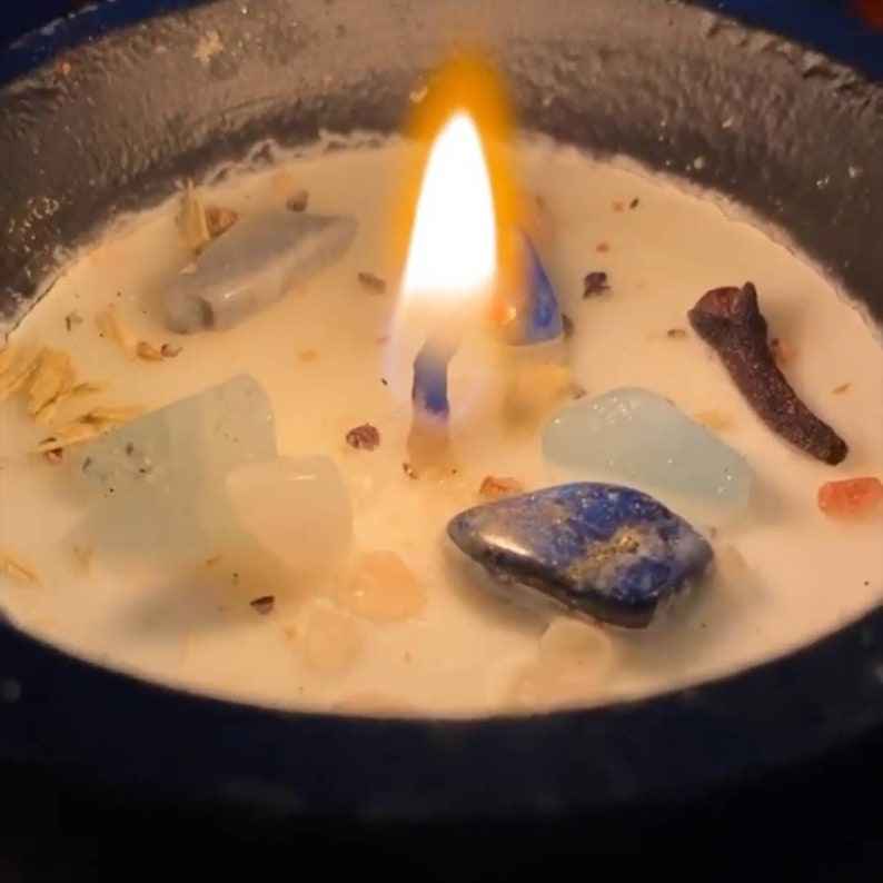 Cauldron Candles 100 Soy Candle Infused With Crystals Etsy