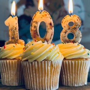 100% Pure Beeswax Celebration Candles - Happy Birthday, Anniversary, New Year, Party - Natural Botanicals & Mica - Number Candles for cake image 7