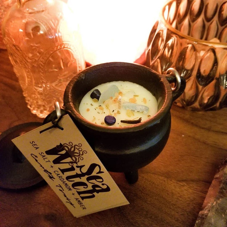 Cauldron Candles 100 Soy Candle Infused With Crystals Etsy