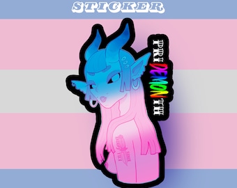 Pegatina del demonio del orgullo (colores trans)