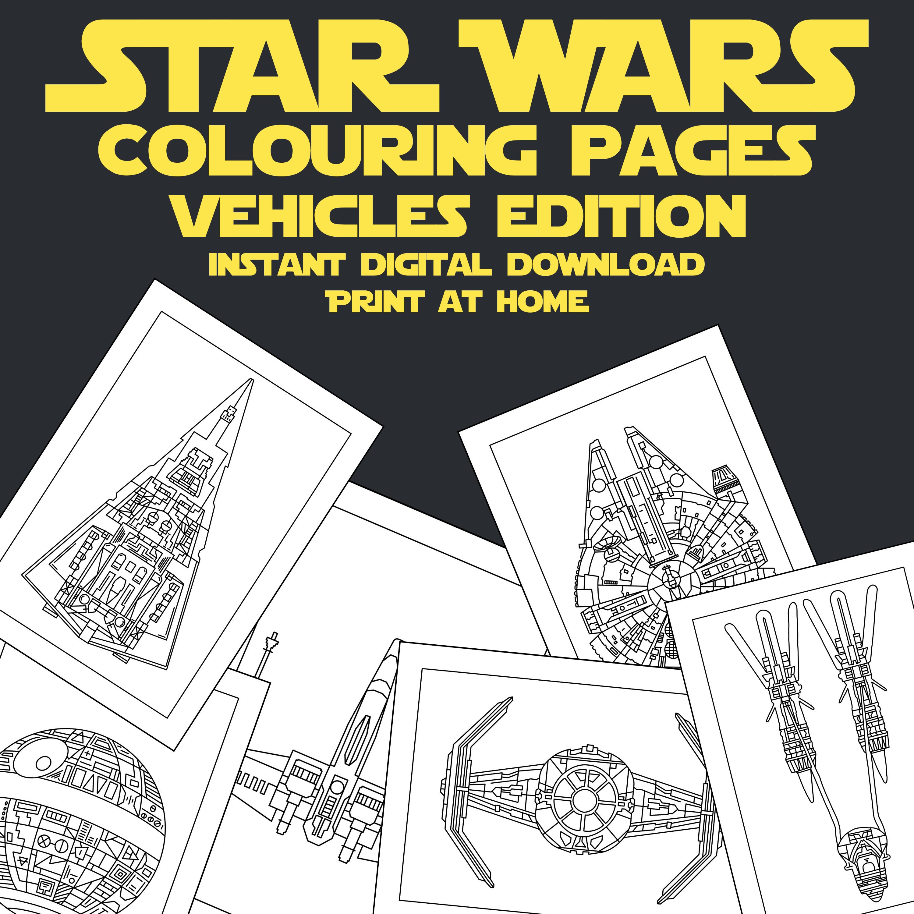 Star Wars Inspired Colouring Pages Vehicles Edition Set of | Etsy