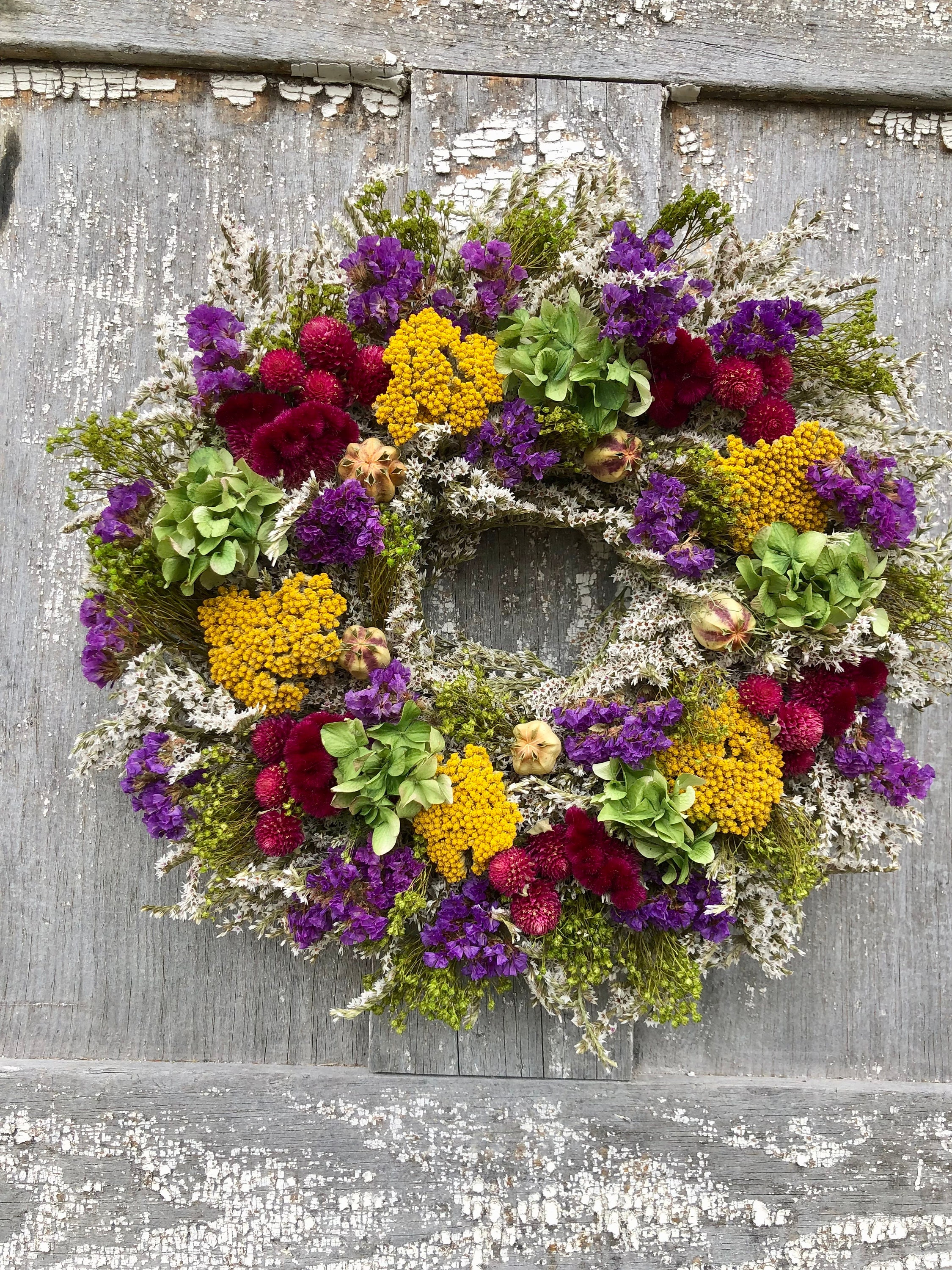 Modern Spring Wreath - Ivory and Purple — THE FLOWER PATCH