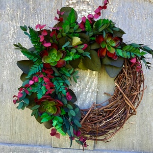 Preserved Eucalyptus Wreath, Eucalyptus Wreath, Green Eucalyptus Wreath, Dried Flower Wreath, Tropical Wreath, Succulent Flower Wreath, Boho