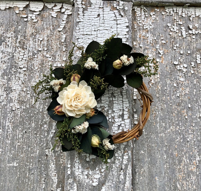 DriedFlower Wreath, Eucalyptus Wreath, Small Wreath, Sweet Annie Wreath, Sola Flower Wreath, Preserved Eucalyptus Wreath image 1
