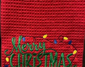 Merry Christmas Y'all towel, Bar towel, Christmas towel, hostess gift, hand towel, teacher gift,co-worker gift, white elephant gift