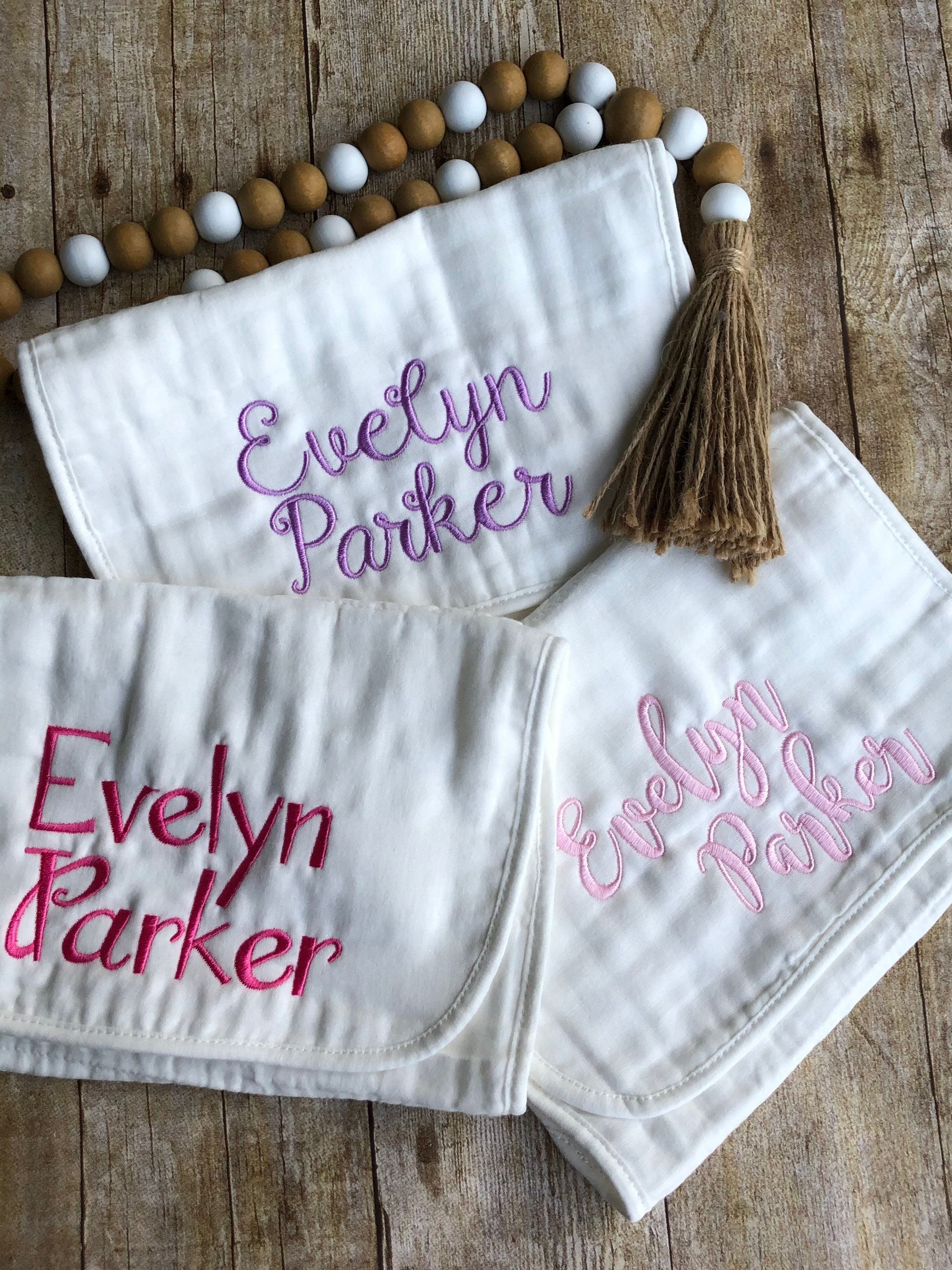 Baby girl burp cloths Girl burp cloth Monogram burp cloths Etsy