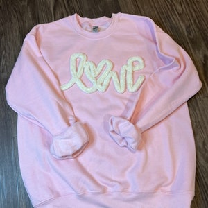 Womens Love sweatshirt, Valentine's sweatshirt, Chenille Yarn Sweatshirt, Heart sweatshirt, Womens sweatshirt, Personalized sweatshirt image 4