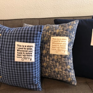 Memory pillow, Christmas gift, Loved ones clothing pillow, Clothing pillow, Shirt pillow