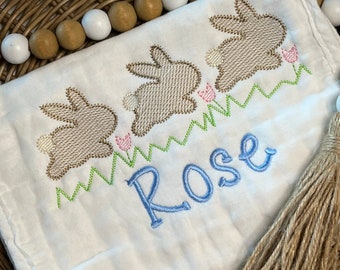 Easter burp cloths, Monogram burp cloths, Personalized baby gift, burp cloths, Baby shower gift, Personalized burp cloths, Bunny burp cloths