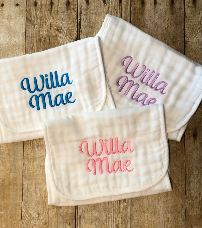 Baby monogram burp cloths, Personalized burp cloths, Monogram burp cloths, Baby shower, Drool cloths, Personalized baby gift image 4