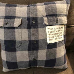 Keepsake pillow, Christmas present, Memory pillow, Loved ones clothing pillow, Clothing pillow, Shirt pillow