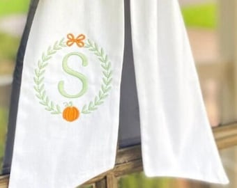 Personalized wreath sash, fall wreath sash, pumpkin wreath sash, initial wreath sash